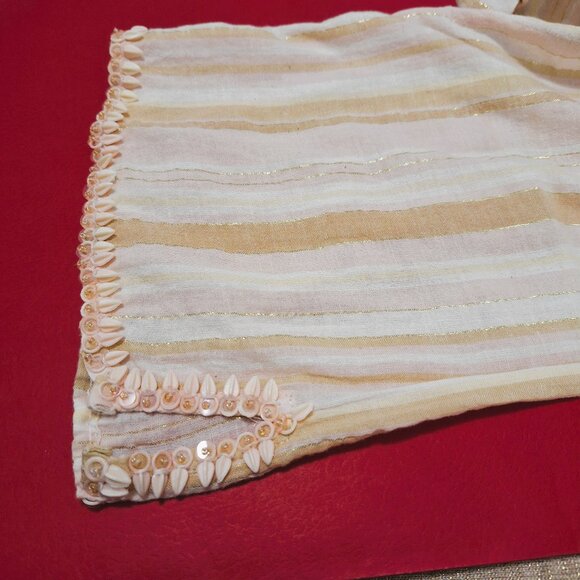 Erica Brooke Coral Beaded Medallion Striped Long Sleeve Top Size 26 - Picture 12 of 13